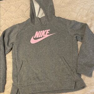 Nike Heather Gray Hoodie with Pink Swoosh